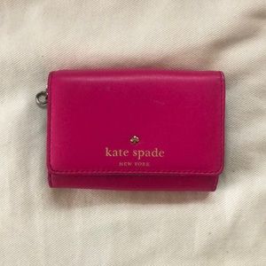 Pink leather Kate Spade zip card case